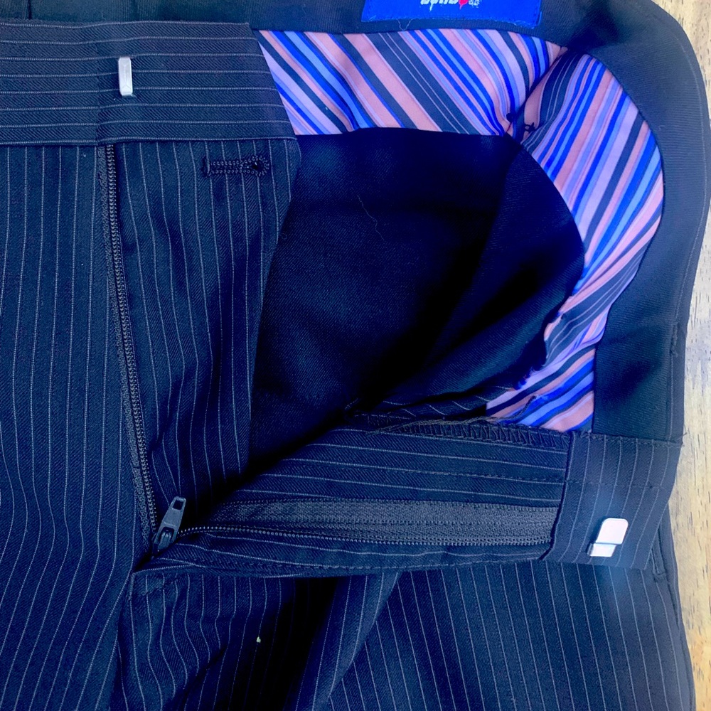 Billy London Pants. Black with pinstripes. 30x30